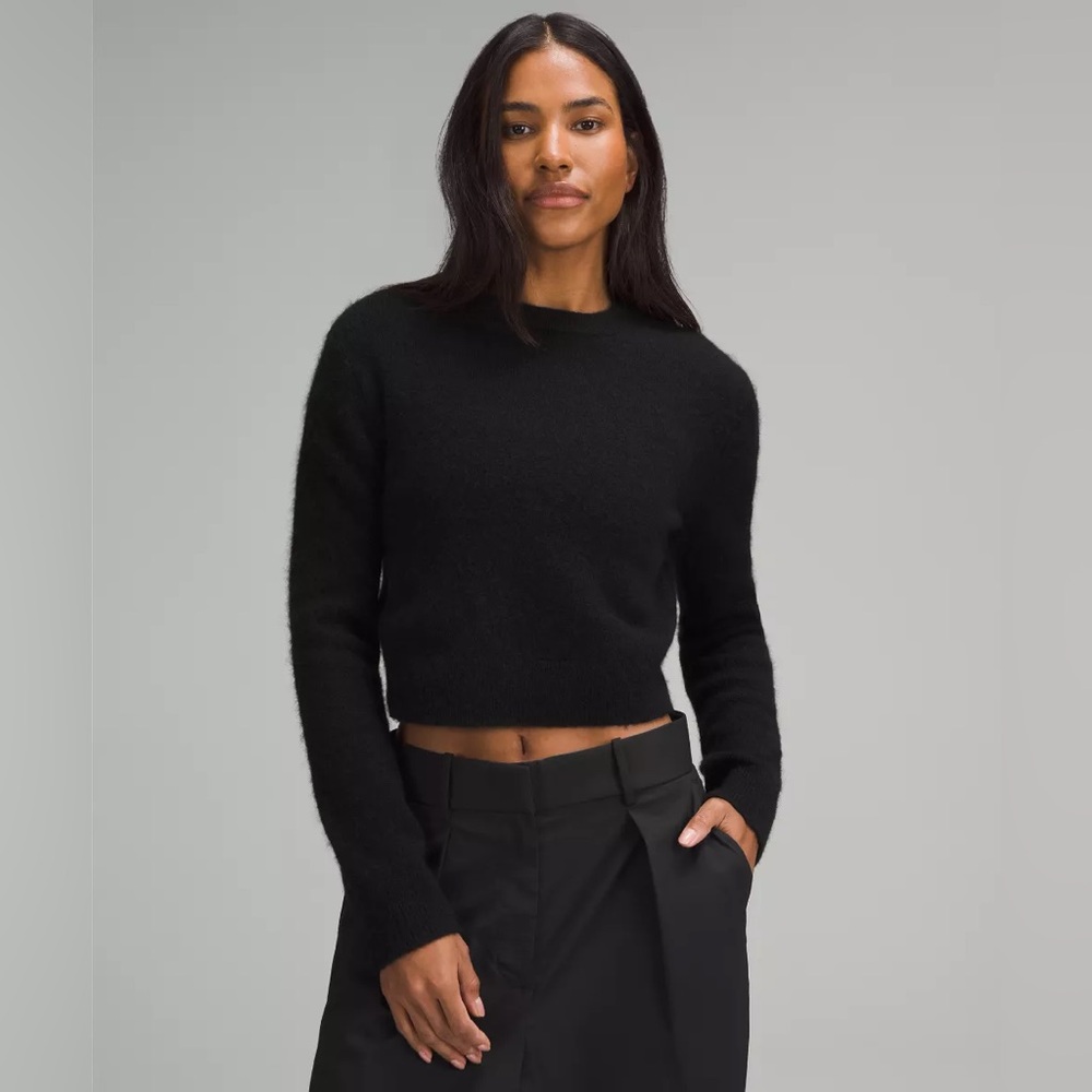 lululemon athletica Black Cropped Crew Sweater